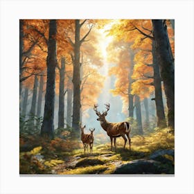 Deer In The Forest 166 Canvas Print