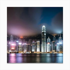 Hong Kong Skyline At Night 1 Canvas Print