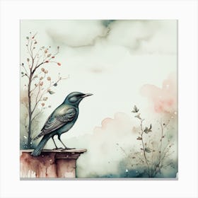 Bird On Ledge Canvas Print