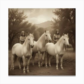 Four Women On Horses Canvas Print