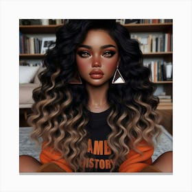 Curly Haired Woman Canvas Print