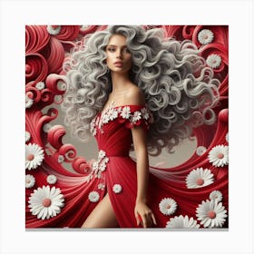 Beautiful Woman In Red Dress 1 Canvas Print