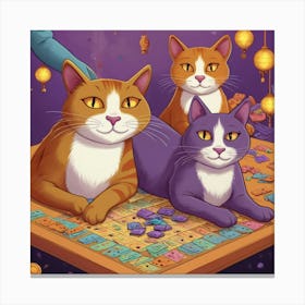 Chinese New Year Cats Canvas Print