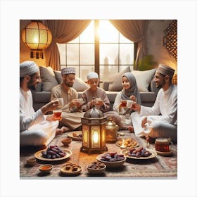 Muslim Family Celebrating Ramadan Canvas Print