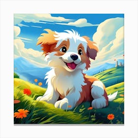 Puppy In The Meadow 2 Canvas Print