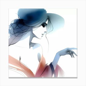 Woman In Blue Hat Canvas Print