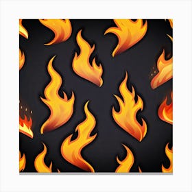 Fire Flames On Black Background Canvas Print