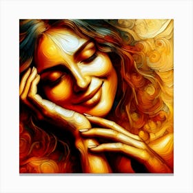 Abstract Wall Art Woman Smiling Canvas Print