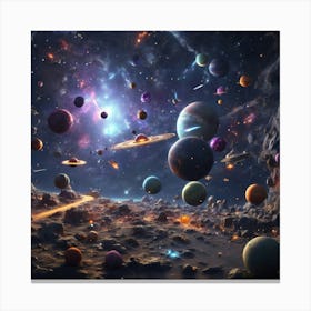 Planets In Space Canvas Print