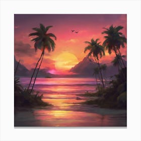 Sunset At The Beach 12 Canvas Print