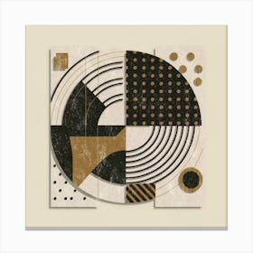 Bauhaus style rectangles and circles in black and white 9 Canvas Print