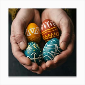 Easter Eggs In Hands Canvas Print