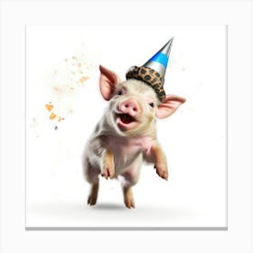 Pig In A Party Hat Canvas Print