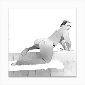 Nude Girl In Bath Canvas Print