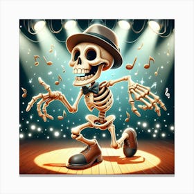 Cartoon Skeleton Dancing Canvas Print