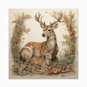 Deer And Fawn Canvas Print