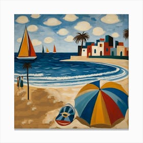 Default Draw A Beach Scene With Geometrically Shaped Figures A 1 Canvas Print