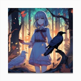 Manga Girl In The Forest Canvas Print