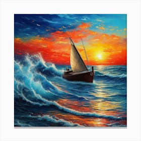 Sailboat At Sunset Canvas Print