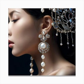 Chinese Woman With Pearl Earrings Canvas Print