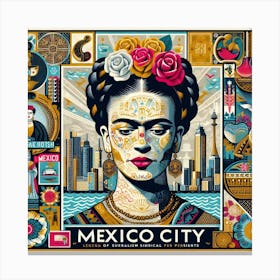 Frida Kahlo Mexico City Travel Poster Canvas Print