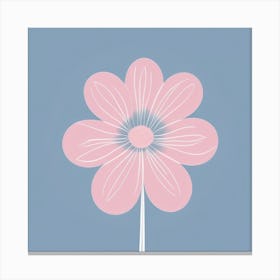 A White And Pink Flower In Minimalist Style Square Composition 623 Canvas Print