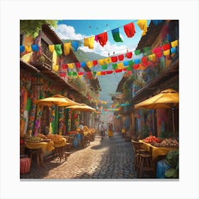 Street Scene In Mexico 2 Canvas Print