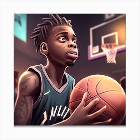 Basketball Player Holding A Basketball 1 Canvas Print