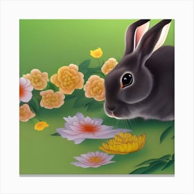 Rabbit With Flowers Canvas Print