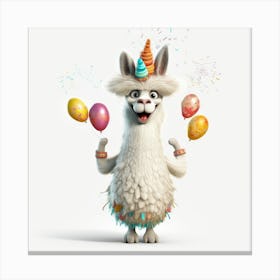 Llama With Balloons 1 Canvas Print