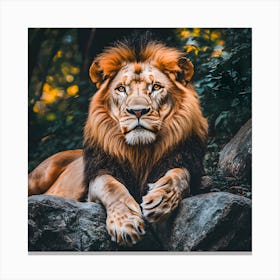 The Majestic King of the Jungle: A Powerful Lion Portrait Canvas Print