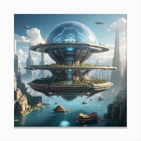 Futuristic Floating City Canvas Print