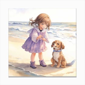 Anime Pastel Dream A Picture Of A Little Girl Playing With Her 1 Optimized Canvas Print