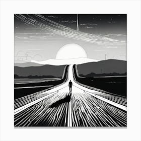 Man In The Middle Road To Nowhere  Canvas Print