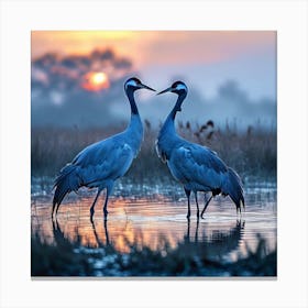 Cranes At Sunset art print Canvas Print