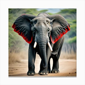 Elefante Con Extreno De Orejas Ointado De Rojo Canvas Print