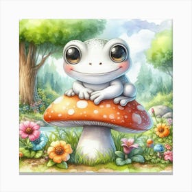 Frog On A Mushroom 2 Canvas Print