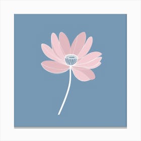 A White And Pink Flower In Minimalist Style Square Composition 109 Canvas Print