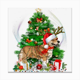 Pembroke Welsh Corgi Christmas Tree Light Pajama Dog Xmas Canvas Print