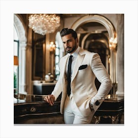 Man In A White Suit Canvas Print