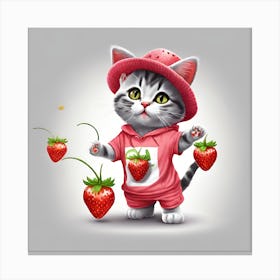 Strawberry Kitten 2 Canvas Print