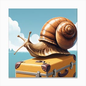 Snail On Suitcase Canvas Print