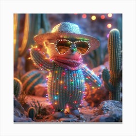 Cactus Teddy Bear In Sunglasses Canvas Print