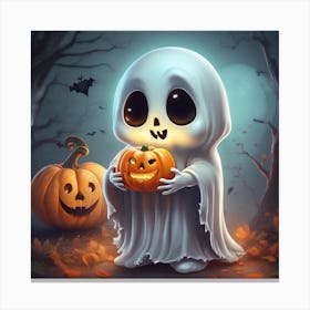 Ghost With Pumpkin Canvas Print