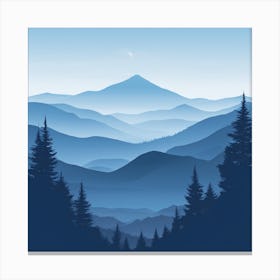 Misty mountains background in blue tone 66 Canvas Print