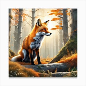 Fox In The Forest 101 Canvas Print