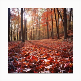 Autumn Forest With A Carpet Of Fallen Leaves Canvas Print