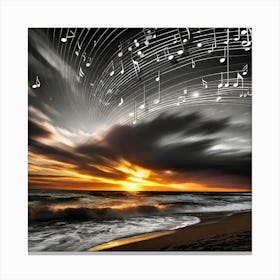 Music Notes At Sunset 6 Canvas Print
