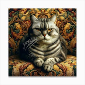 Cat Sitting On A Chair Canvas Print