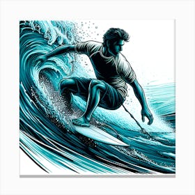 Surfer Riding A Wave Canvas Print